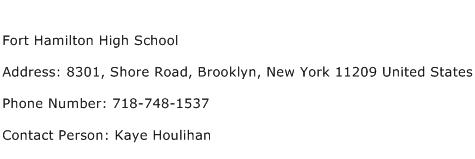 Fort Hamilton High School Address Contact Number