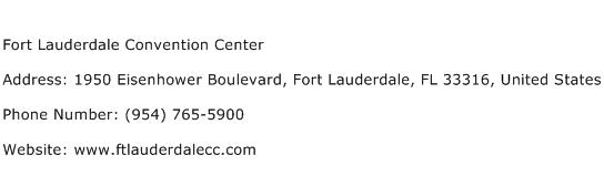 Fort Lauderdale Convention Center Address Contact Number