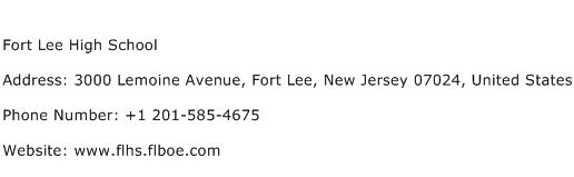 Fort Lee High School Address Contact Number