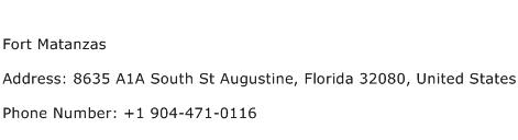 Fort Matanzas Address Contact Number