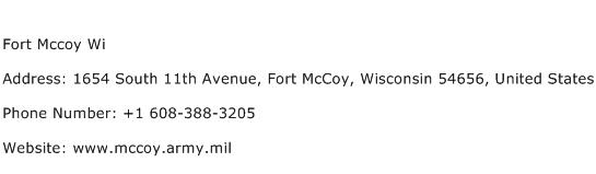 Fort Mccoy Wi Address Contact Number