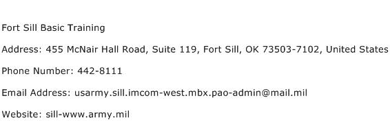 Fort Sill Basic Training Address Contact Number