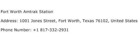 Fort Worth Amtrak Station Address Contact Number
