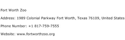 Fort Worth Zoo Address Contact Number
