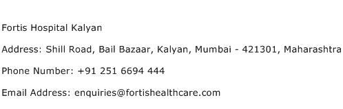 Fortis Hospital Kalyan Address Contact Number