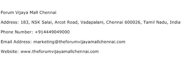 Forum Vijaya Mall Chennai Address Contact Number