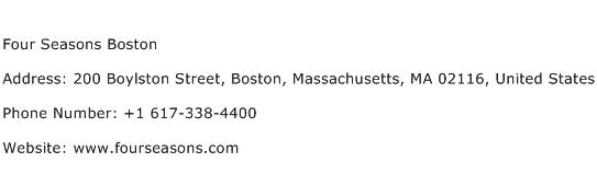 Four Seasons Boston Address Contact Number