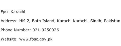 Fpsc Karachi Address Contact Number