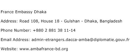 France Embassy Dhaka Address Contact Number