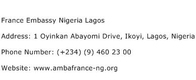 France Embassy Nigeria Lagos Address Contact Number