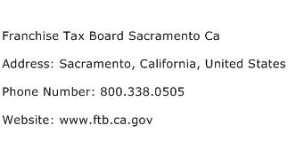Franchise Tax Board Sacramento Ca Address Contact Number