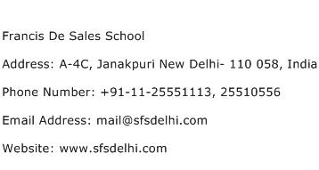 Francis De Sales School Address Contact Number