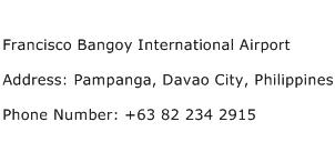 Francisco Bangoy International Airport Address Contact Number