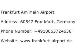 Frankfurt Am Main Airport Address Contact Number