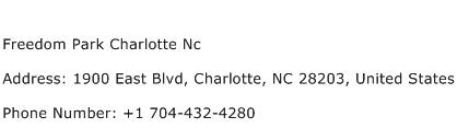 Freedom Park Charlotte Nc Address Contact Number
