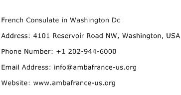 French Consulate in Washington Dc Address Contact Number