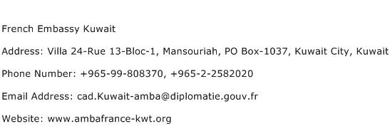 French Embassy Kuwait Address Contact Number