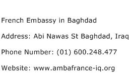 French Embassy in Baghdad Address Contact Number