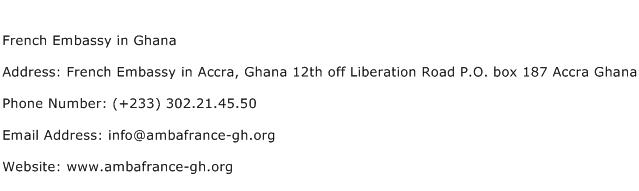 French Embassy in Ghana Address Contact Number
