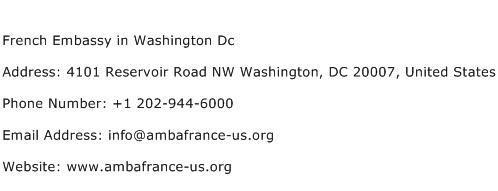 French Embassy in Washington Dc Address Contact Number