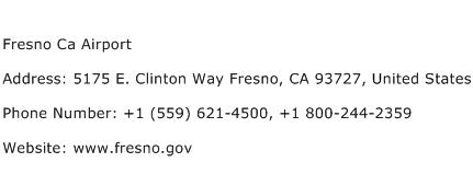 Fresno Ca Airport Address Contact Number