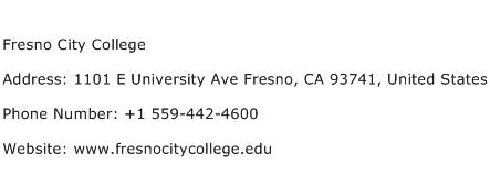 Fresno City College Address Contact Number
