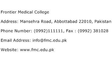 Frontier Medical College Address Contact Number