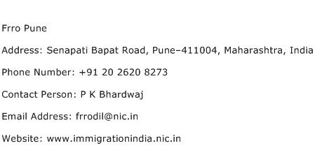 Frro Pune Address Contact Number