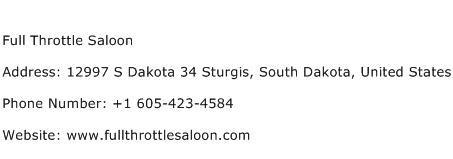 Full Throttle Saloon Address Contact Number