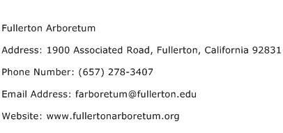 Fullerton Arboretum Address Contact Number
