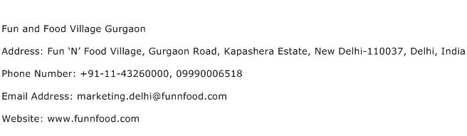 Fun and Food Village Gurgaon Address Contact Number