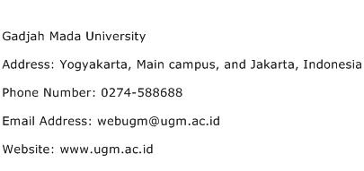Gadjah Mada University Address Contact Number