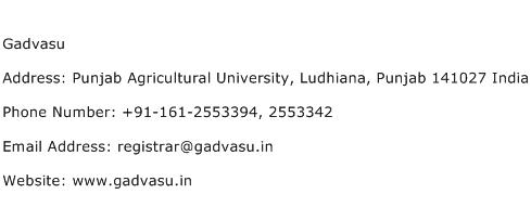 Gadvasu Address Contact Number