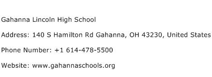 Gahanna Lincoln High School Address Contact Number
