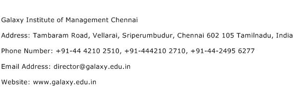 Galaxy Institute of Management Chennai Address Contact Number