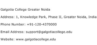 Galgotia College Greater Noida Address Contact Number