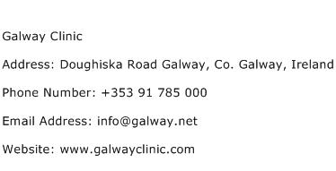 Galway Clinic Address Contact Number