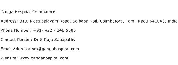 Ganga Hospital Coimbatore Address Contact Number