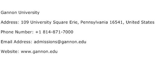 Gannon University Address Contact Number