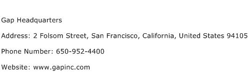 Gap Headquarters Address Contact Number