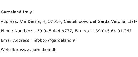 Gardaland Italy Address Contact Number