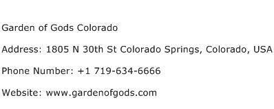 Garden of Gods Colorado Address Contact Number