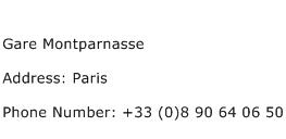 Gare Montparnasse Address Contact Number