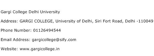 Gargi College Delhi University Address Contact Number