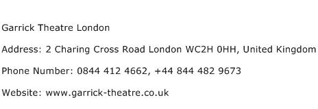 Garrick Theatre London Address Contact Number