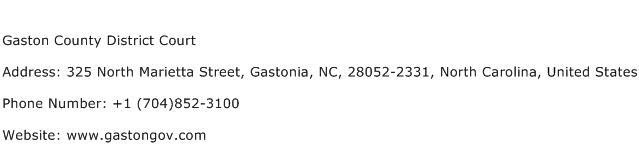 Gaston County District Court Address Contact Number of Gaston County