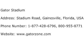 Gator Stadium Address Contact Number