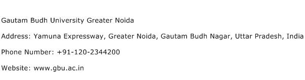 Gautam Budh University Greater Noida Address Contact Number
