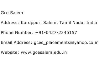 Gce Salem Address Contact Number