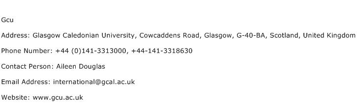 Gcu Address Contact Number